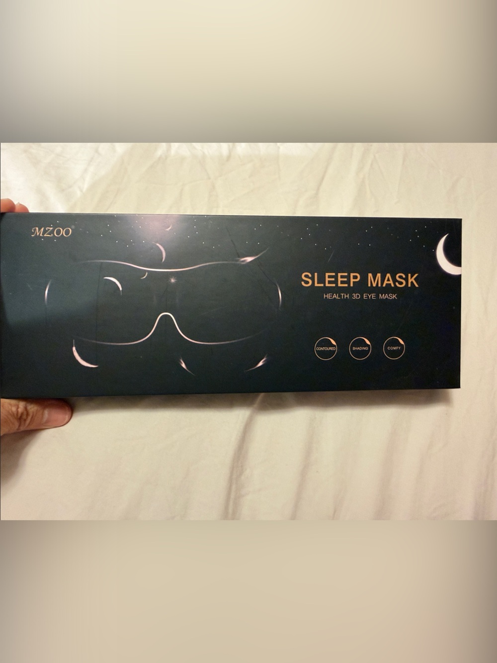 Brand new SLEEP MASK 3D Contoured Eye Mask in Black with Rose Gold Accents